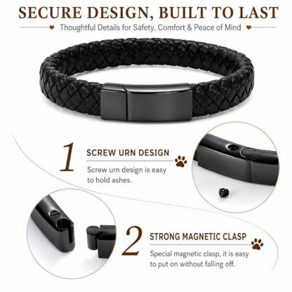 Pet Memorial Gifts for Dogs, Cremation Bracelet for Ashes with Rainbow Bridge Card, Dog Loss Sympathy Keepsake, In Memory of Dog Remembrance Bracelet for Men Women