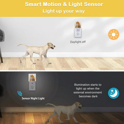 Cute Cats Night Light,Plug in Night Light, Dusk to Dawn Sensor Nightlights for Stairway/Hallway/Kitchen/Bedroom/Bathroom 0.5W - color: Cute Cat