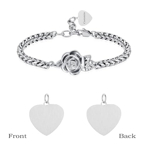 Minicremation Women's Adjustable Rose Urn Bracelet Ashes Holder Memorial Elegant Link Chain Keepsake Cremation Bangle to Hold Ashes - color: Customize