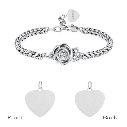Minicremation Women's Adjustable Rose Urn Bracelet Ashes Holder Memorial Elegant Link Chain Keepsake Cremation Bangle to Hold Ashes - color: Customize
