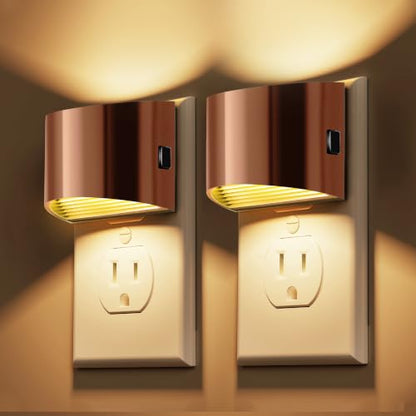 L LOHAS LED Night Lights Plug into Wall, Dimmable Night Light 2 Pack | Plug in Night Light with 3 Level Brightness, 3000K Soft White, Rose Gold Housing - color: Rose Gold