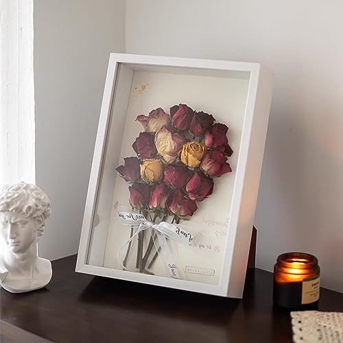 Shadow Box Frame 8x10 - 3 Pack Wood Deep Shadowbox with Glass - size: 8x10-3pcs-white