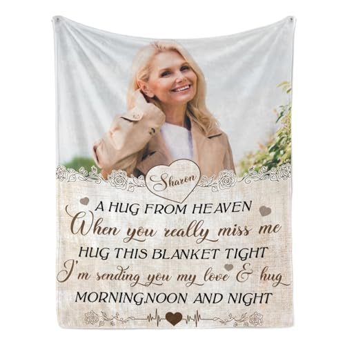 D-Story Custom Memorial Blanket with Photo for Loss of Mom Dad Son Daughter Customized Memory Gift of Departed Loved Ones, Personalized Sympathy Blanket - color: A-design7
