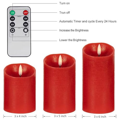ANGELLOONG Red Candles, Flickering Flameless Candles with Remote - color: Red