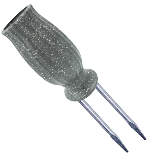 Cemetery Vase, Plastic, Grave Decorations, Flower Holders with Metal Spikes&Drain Stopper, Gray - color: Gray
