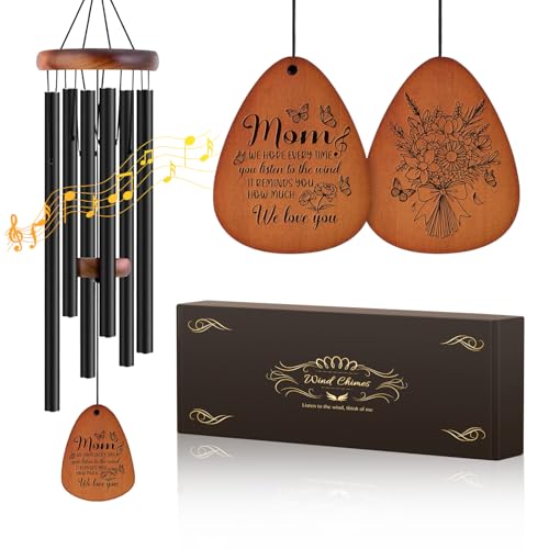 JOBOSI Mother's Bouquet Memorial Wind Chime with Black Tube Decorative Gifts, Suitable for Indoor and Outdoor Decorative Gifts, Perfect for Mothers, Ladies, and Grandma