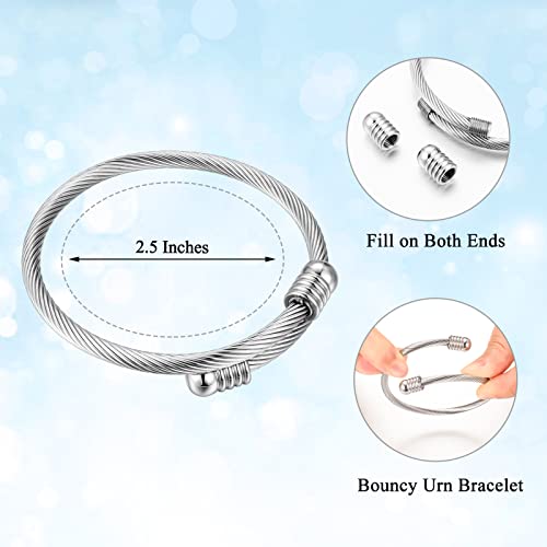 Abooxiu Stainless Steel Ash Bracelet for Men & Women - Memorial Ashes Holder, Filling at Both Ends - color: Silver