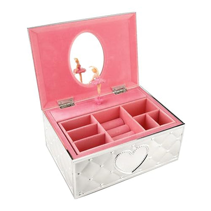 Lenox Childhood Memories Musical Ballerina Jewelry Box | silverplate over stamped steel | wind-up musical ballerina | keepsake gift for girls | 4.25 inch, gift for women