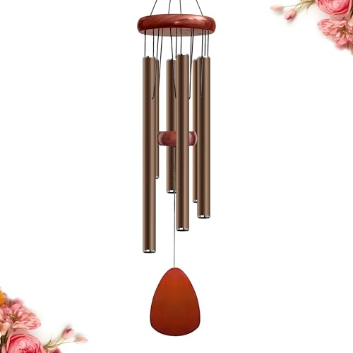 Bursvik 28" Aluminum Wind Chimes for Outside (Coffee), Patio Zen Decor Gift - color: Coffee, size: Classic 28"
