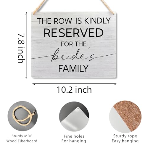 Ryeolo Reserved Row Signs for Wedding - Wooden Hanging Signs, 10.2x7.8 Inch (Brides Family) - color: Brides Family