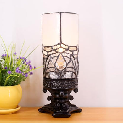 Small Tiffany Table Lamp Mini Stained Glass Desk Lamp White Bending Style - color: White Bending Style