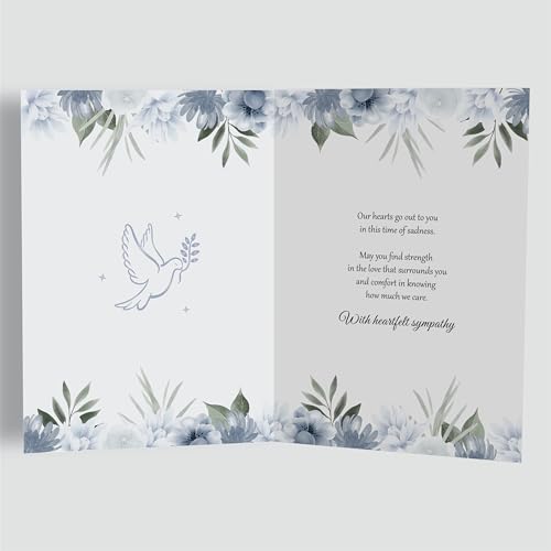 Sympathy Card for Loss of Dad Blue Floral Design with Printed Verse