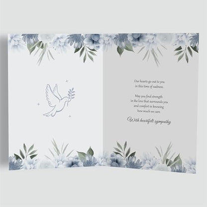 Sympathy Card for Loss of Dad Blue Floral Design with Printed Verse