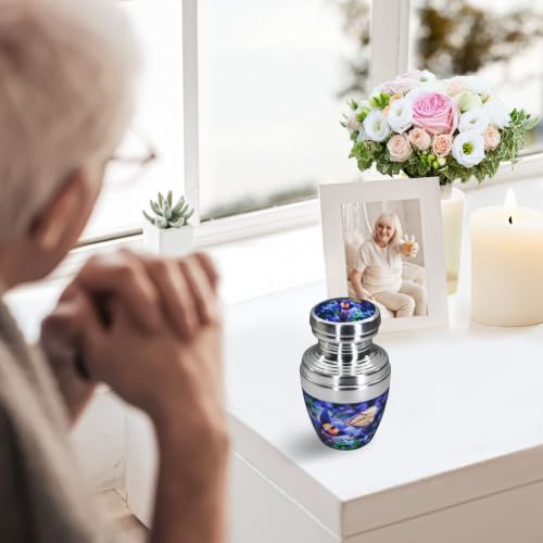 M MEILINXU Blue Butterfly Small Urns, Mini Urns for Human Ashes, Keepsake - color: Blue, size: Small / Keepsake