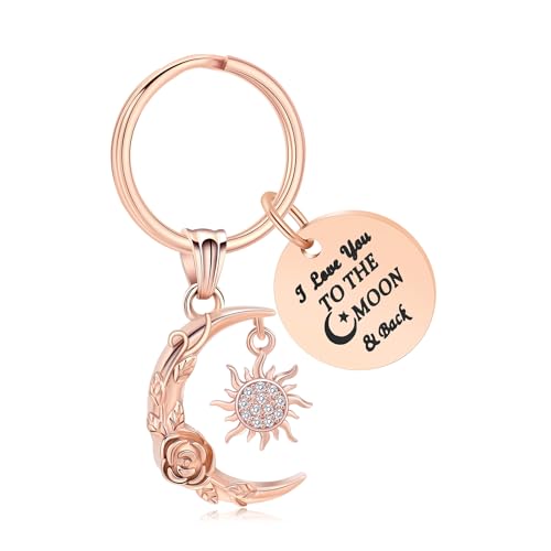 shajwo Cremation Jewelry Urn Keychain for Ashes for Women Men Crescent Moon and Sun Rose Key Ring for Human Pet Ashes - color: Rose Gold