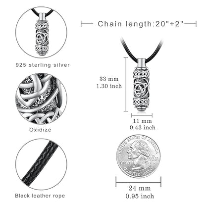 Celtic Urn Necklace for Ashes 925 Sterling Silver Ashes Keepsake Cremation Jewelry Gifts Memorial Gift for Men