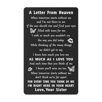 ENGZHI Loss of Sister Memorial Gifts, A Letter from Sister In Heaven Card - style: Memorial Sister
