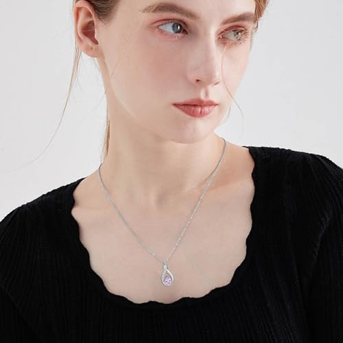Teardrop Urn Necklace for Ashes Birthstone Keepsake Pendant Cremation Jewelry for Ashes Memorial Jewelry Gifts for Loss of a Loved One for Women - style: Jun-Alexandrite