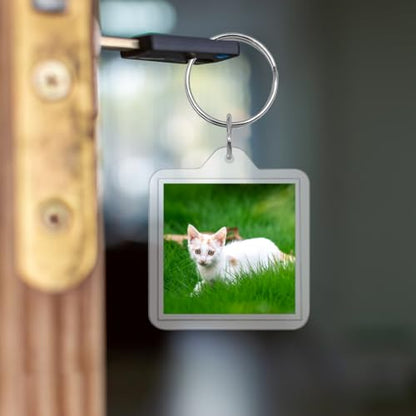15/20 Pack Acrylic Photo Frame Keychain, Personalized Customizable Keychains, Clear Picture Keychain as Gift - color: 1.6"x 1.6"(20pack)