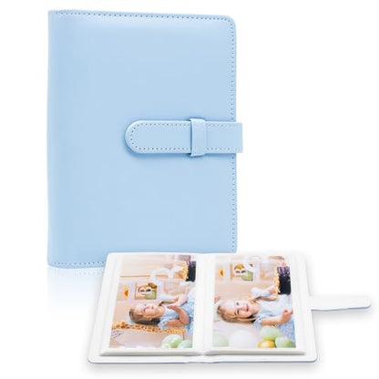 Photo Album 4x6 Photos - 68 Pockets Small Mini Capacity Premium Vegan Leather Cover Case, Portable Wallet Photo Book for Boys Girls Birthday Wedding (Blue) - color: Blue