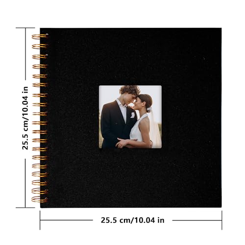 Scrapbook Photo Album, Linen Covered, 10x10 Inches, 20 Sheets/40 Pages | Hardcover Kraft White Pages, Wedding Guest Book, Travel Memory Book, Christmas, Baby Shower Keepsake, Family Album - color: Black, size: 10x10 Inch 40 Pages