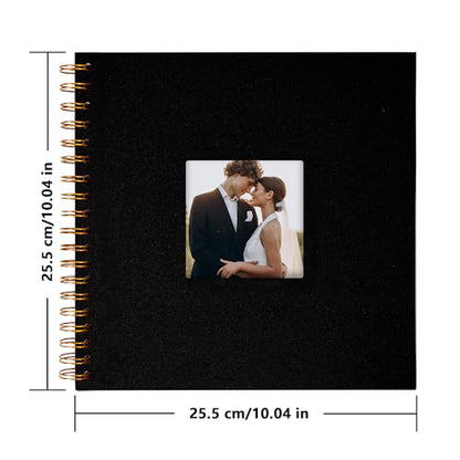 Scrapbook Photo Album, Linen Covered, 10x10 Inches, 20 Sheets/40 Pages | Hardcover Kraft White Pages, Wedding Guest Book, Travel Memory Book, Christmas, Baby Shower Keepsake, Family Album - color: Black, size: 10x10 Inch 40 Pages
