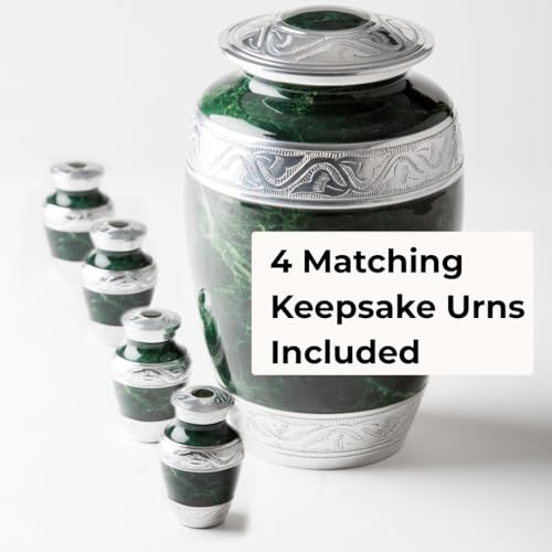 GR8 Keepsakes Classic Green Marble-Finish Cremation Urn Set - color: Green