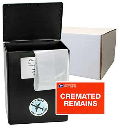 CarrySafe TSA-Approved Travel Urn Kit – Guaranteed Fly-Safe Temporary Cremation Urn for Human Ashes – Includes Personalization – Airline Friendly, 200 Cu in, Black Plastic with Travel Box - color: Black-personalized