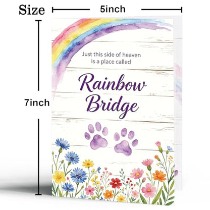 fancu Pet Sympathy Card for Dogs | Rainbow Bridge Sympathy Card for Loss of Dog, Pet Loss Gift, 5 X 7 Inches Envelope Sticker - color: ZC-024