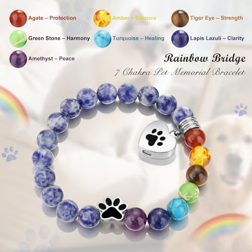 abooxiu Cremation Jewelry Urn Bracelet for Ashes Memorial Heart Ashes Keepsake Cremation Ash Bracelets Urn Jewelry for Ashes of Loved Ones for Women - With Me Always - style: Pawprint - Rainbow Bridge