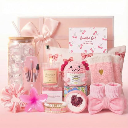 14PCS Gifts for Teen Girls - Gift Basket for Teen Girl, Gifts Trendy Stuff | Back to School Gift, Unique Birthday Gift Sets for Teen Girls, Daughter, Sister, Friend, Sweet 16th 18th 21st, Pink - color: Pink