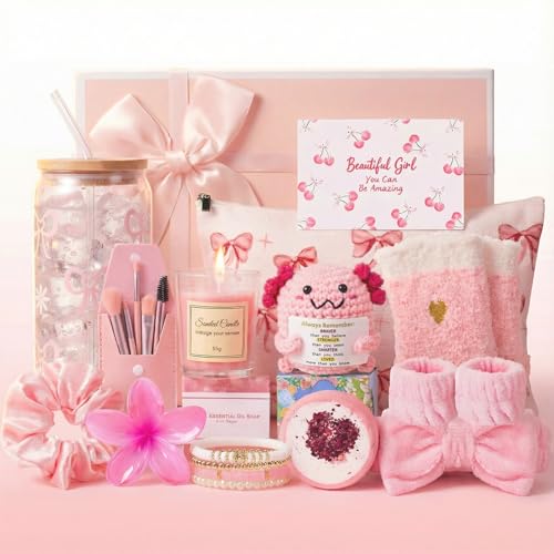 14PCS Gifts for Teen Girls - Gift Basket for Teen Girl, Gifts Trendy Stuff | Back to School Gift, Unique Birthday Gift Sets for Teen Girls, Daughter, Sister, Friend, Sweet 16th 18th 21st, Pink - color: Pink