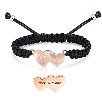 constantlife Double Heart Cremation Bracelet for Ashes for Women Stainless Steel Pendant Urn Memorial Jewelry Loved Ones Human Pet Funeral Keepsake Gift - color: Customize