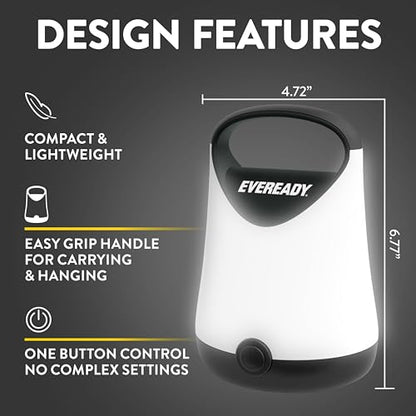 Eveready LED Camping Lantern X-250 (2-Pack), Super Bright Tent Lights, Rugged Water Resistant LED Lanterns, 100 Hour Run-time (Batteries Included), Black - color: Black, size: 2-Pack