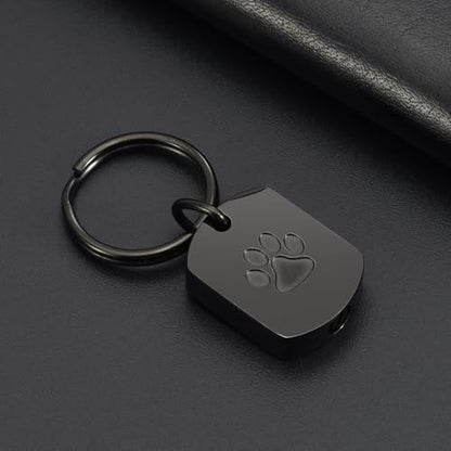 RIPFEVURN Pet Cremation Jewelry Dog Cat Paw Urn Keychain for Ashes for Women Men Memorial Keepsake Pendant - color: Black