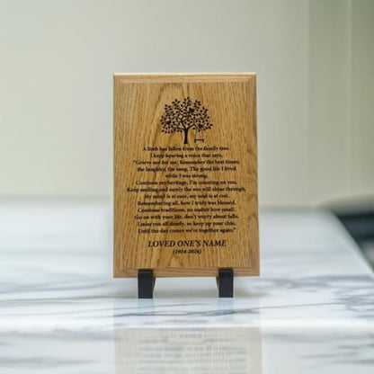 Personalized “A Limb Has Fallen” Sympathy Gift Memorial Plaque – Remembrance Gift for Loss of Loved One – Customizable Bereavement Gift – In Loving Memory Keepsake (Oak finish, 5x7 inch) - size: 5x7 inch