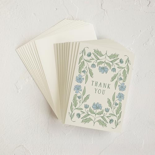 Minted Thank You Cards Pack, Set of 10 Folded Thank You Cards with Envelopes, Blank Card, Botanical Floral Design, Luxurious Paper, Designed by Independent Artists, Wedding, Baby Gifts & Bridal Shower - color: Botanical Floral