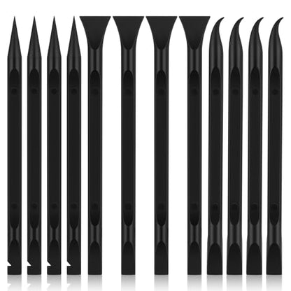 12 PCS Carbon Fiber Plastic Scrapers Tool, Non-Scratch Scraper Tool for Tight Spaces, Multi-Purpose Label Scraper Pen-Shaped, for Car Cleaning Supplies, Kitchen, Crevices, Stains (Black) - color: Black