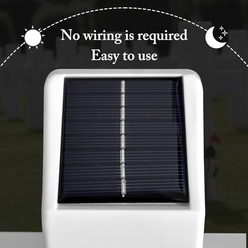 Solar Cross Light for Grave, Cemetery LED Memorial Stake Sympathy Gift - color: White