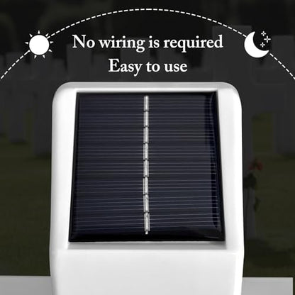 Solar Cross Light for Grave, Cemetery LED Memorial Stake Sympathy Gift - color: White