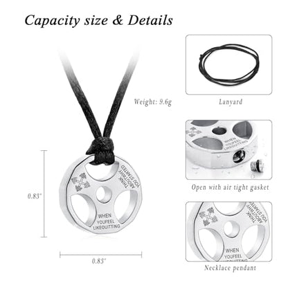 XSMZB Fitness Dumbbell Cremation Jewelry for Human Pet Stainless Steel Weight Plate Urn Necklace for Ashes Keepsake Pendant Urn Jewelry - color: Silver