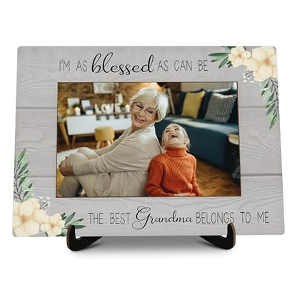 Grandma Pictures Frame, I'm As Blessed As Can Be The Best Grandma Belongs To Me Photo Frame, Grandma Gifts From Grandson Granddaughter, Farmhouse Home Living Room Bedroom Decoration -a26 - color: Best Grandma