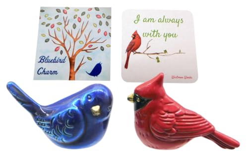 Cardinal and Bluebird Pocket Charm Trinket Set Memorial Metal Token | Includes Legend Story Card Explaining Meaning, Keepsake, Sympathy Gift For Loss Of Loved One