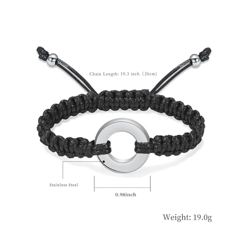 Circle of Life Urn Braided Bracelet for Ashes for Women Men | stainless steel urn bracelet,adjustable,cremation jewelry,holds pet & human ashes,memorial gift,leak-proof sealed,engraved - color: Silver