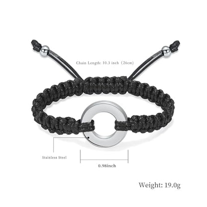 Circle of Life Urn Braided Bracelet for Ashes for Women Men | stainless steel urn bracelet,adjustable,cremation jewelry,holds pet & human ashes,memorial gift,leak-proof sealed,engraved - color: Silver