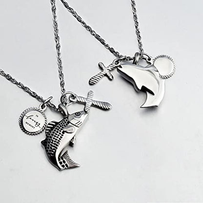 Dletay Fish Cremation Jewelry for Ashes Memorial Ashes Keepsake Necklace Urn Necklace Pendant - color: Silver-cross
