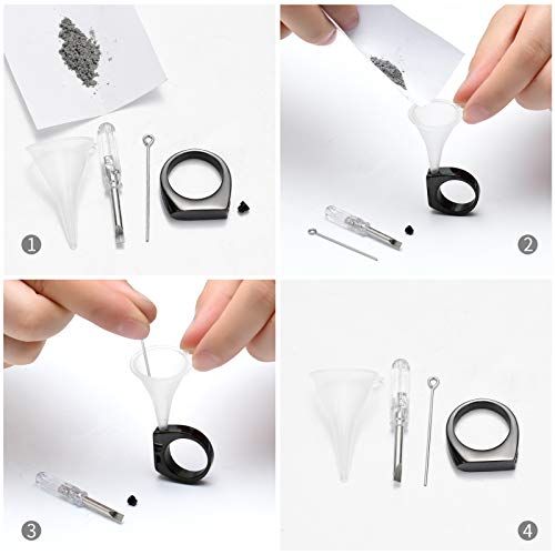 Minicremation Cremation Jewelry for Ashes Geometry Simple Style Memorial Urn Ring Ashes Holder with Fill Kit Keepsake Cremation Ring for Men - color: Black