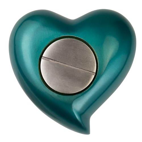 Shells of The Sea Heart Keepsake Cremation Urn for Ashes, Brass, Aqua Urn, Keepsake Sized Cremation Urn, 3 Inches Wide - color: Shells of the Sea - Aqua
