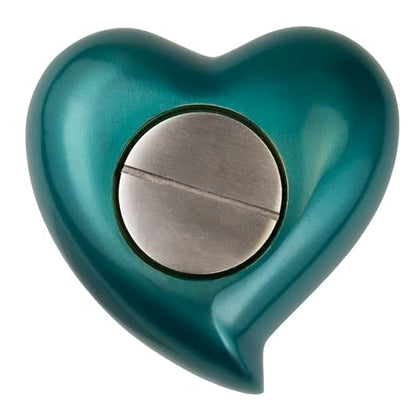 Shells of The Sea Heart Keepsake Cremation Urn for Ashes, Brass, Aqua Urn, Keepsake Sized Cremation Urn, 3 Inches Wide - color: Shells of the Sea - Aqua