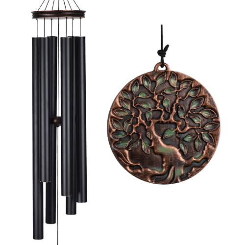 Vanquer Large Wind Chimes for Outside Deep Tone - 46'' Wind Chimes Outdoor Clearance, Memorial Windchimes, Sympathy Gift, Outdoor Décor, Patio, Home Décor, Vintage Black (46" Tree of Life) - size: 46" Tree of Life - B